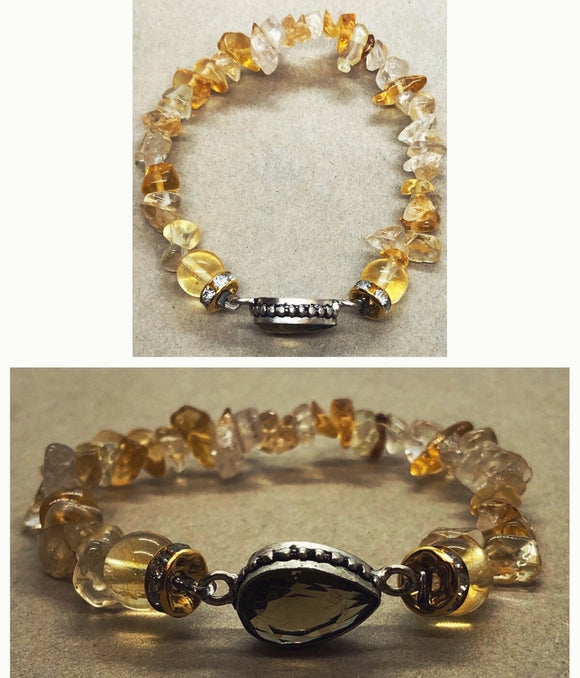 Citrine Bracelet set in 925 Silver with Citrine beaded Bracelet