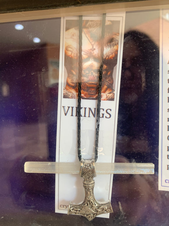 Viking Selenite Stainless Steel Necklace