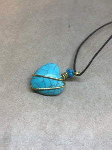 Turquoise Wired Crystal Necklace