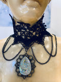Black Lace Choker with Chains