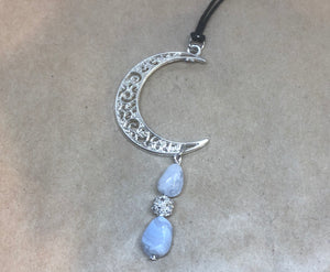 Blue-Lace Agate Crystal Necklace