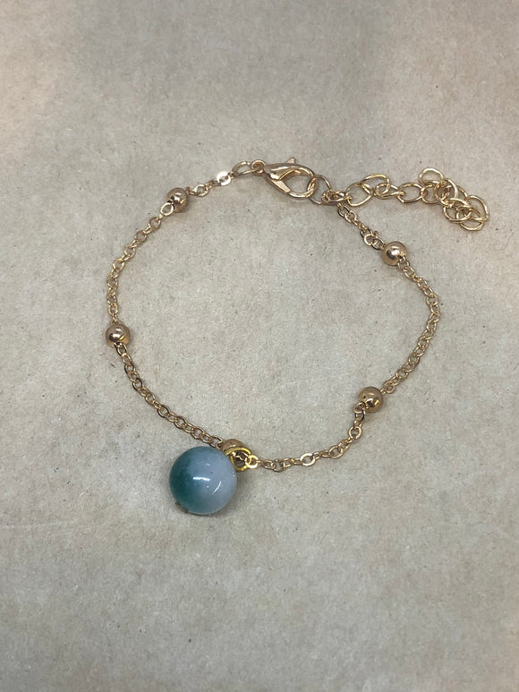 Jade Crystal on Chain Bracelet