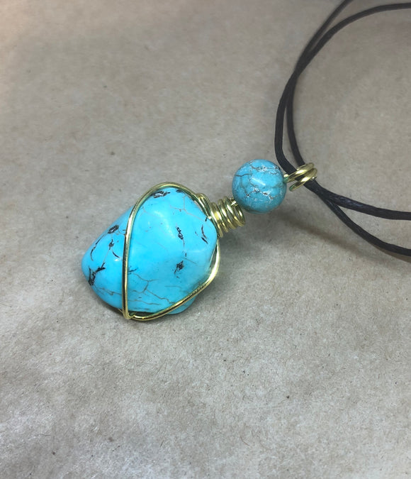 Turquoise Crystal Wired Necklace