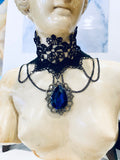 Black Lace Blue Crystal Choker