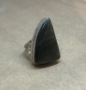 Serpentine Crystal set in 925 Silver Ring