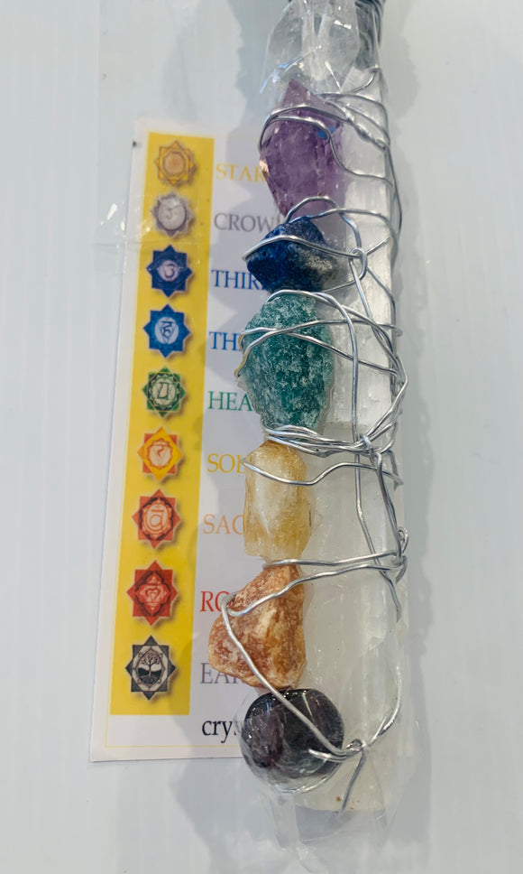 Chakra Selenite & Aura Wand 25cm