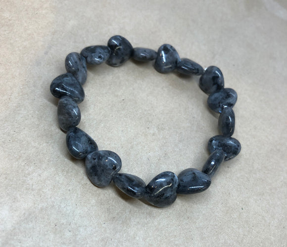 Black Moonstone Crystal Hearts Beaded Bracelet
