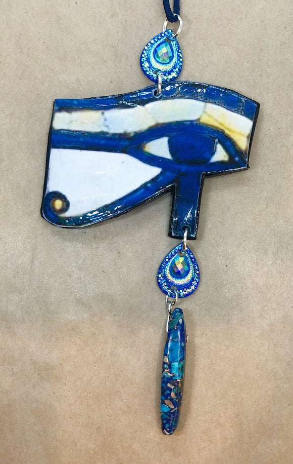 Eye of Horus Necklace with Blue Imperial Jasper