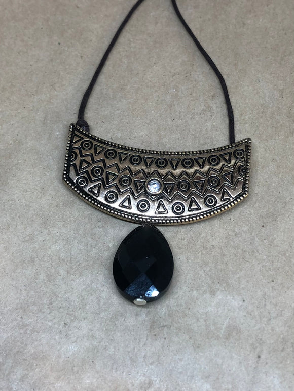 Black Obsidian Crystal Drop Necklace