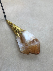 Raw Natural Citrine Crystal Point Pendant