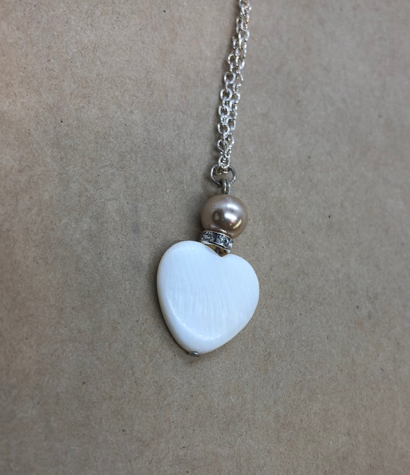 Mother of Pearl Heart with Pearl Necklace