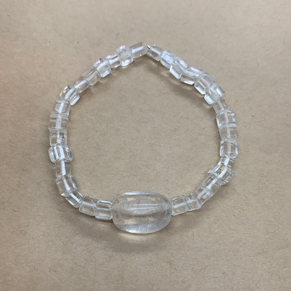 Clear Quartz Crystal Squares Beaded Bracelet