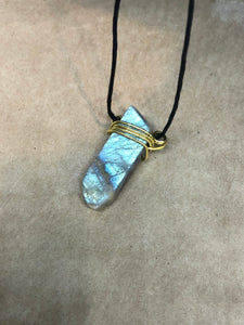 Labradorite Crystal Wired Pendant Necklace