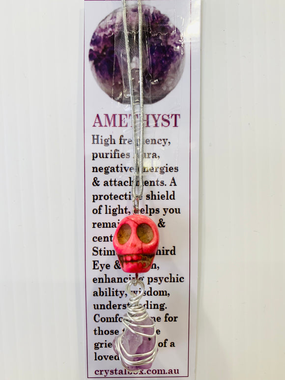 Amethyst Skull Necklace