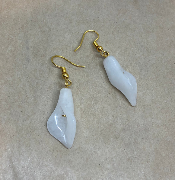 White Jade Crystal Lilies Earrings
