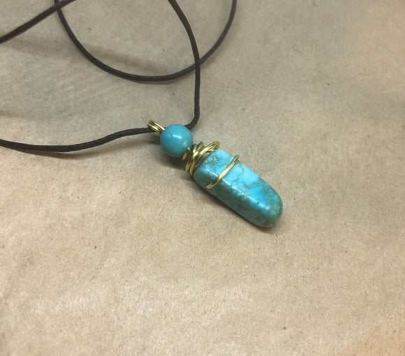 Turquoise Wired Crystal Necklace